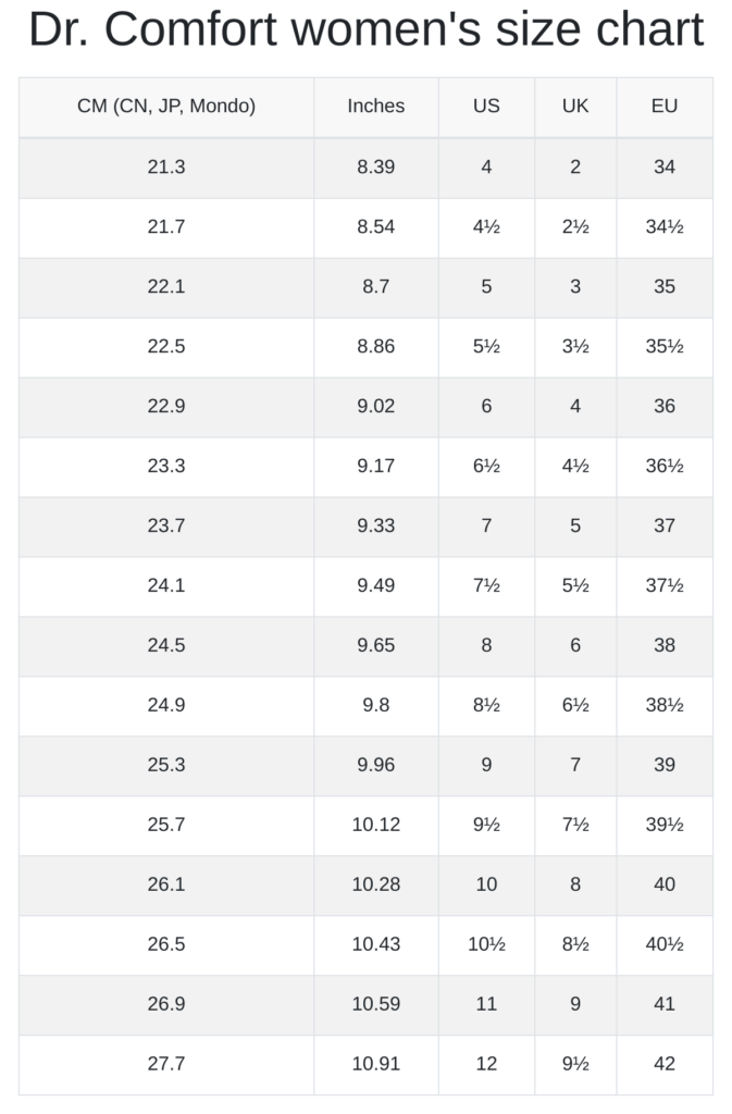 dr-comfort-womens-size-chart